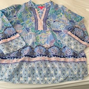 Lilly Pulitzer XL Cotton/silk tunic top